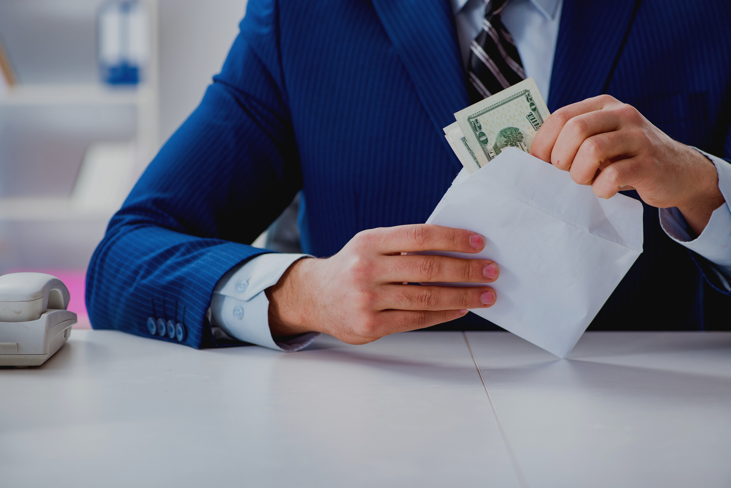 Businessman Receiving His Salary and Bonus
